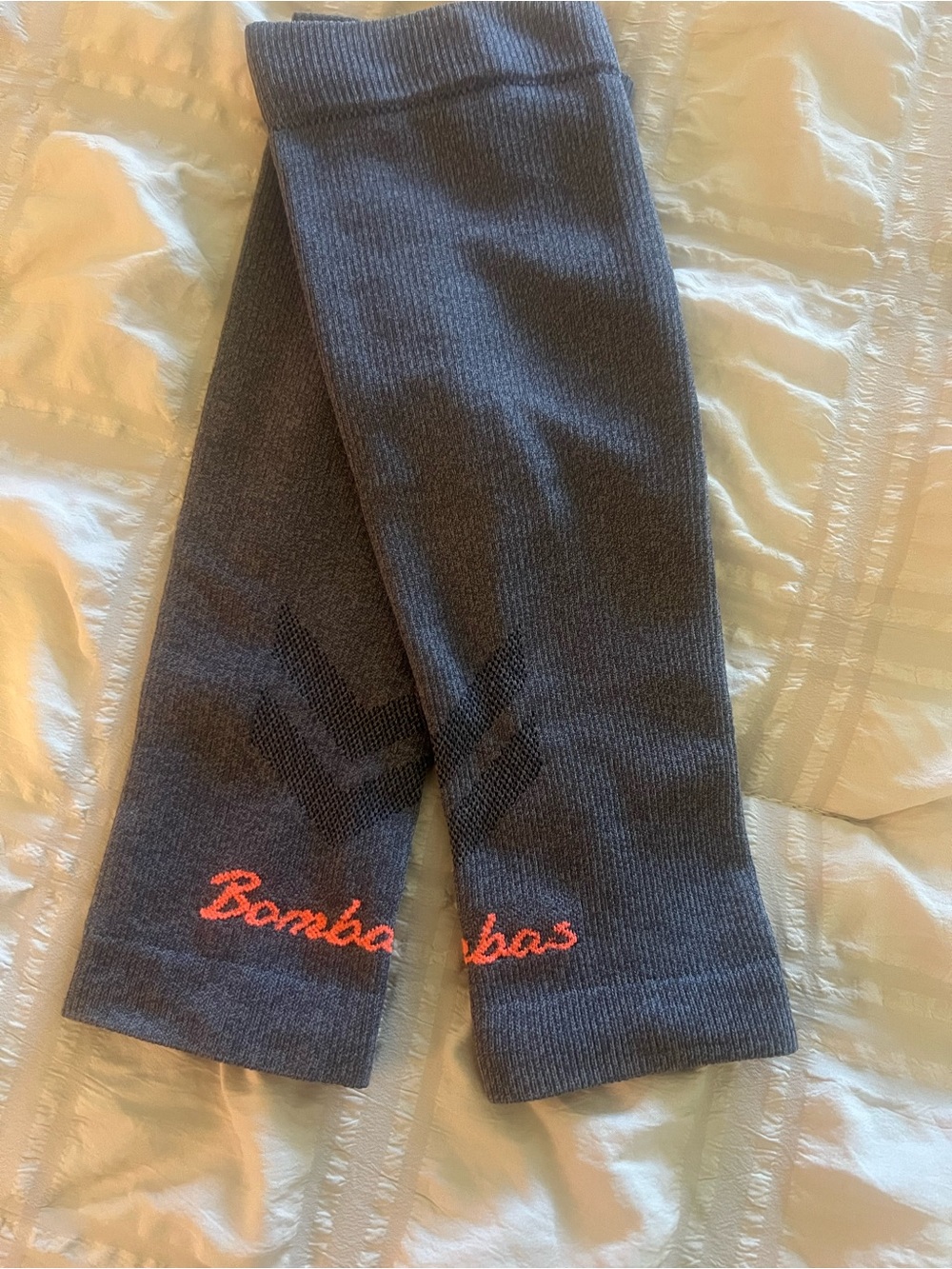 Bombas Charcoal Gray Leggings with Coral Logo
